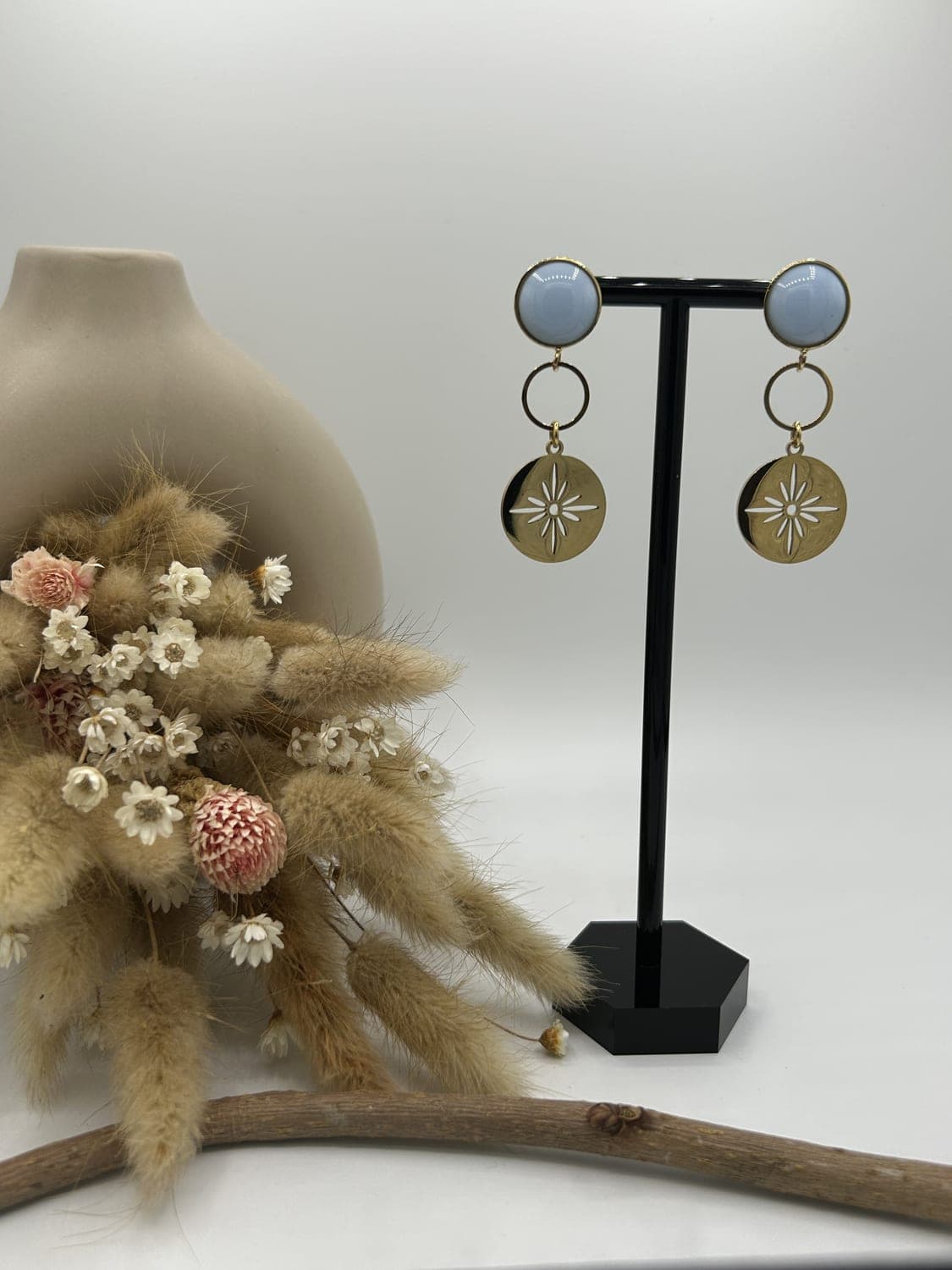 Cabochons, boucles d'oreilles fait main La Coquette