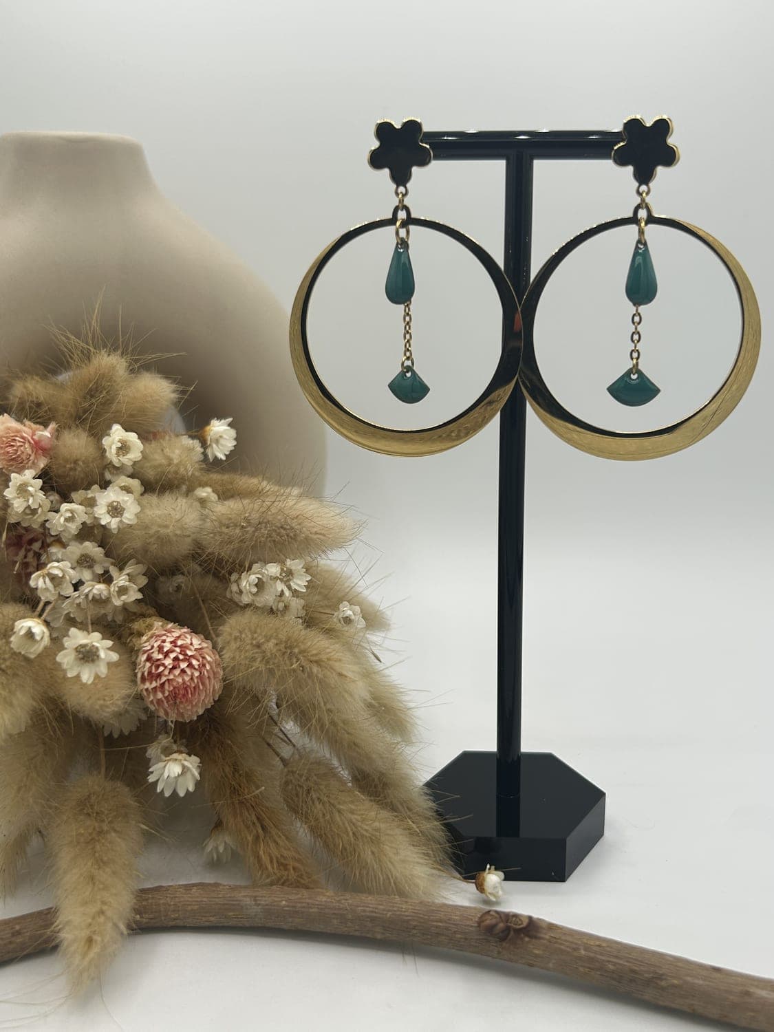 Créoles 4, boucles d'oreilles fait main La Coquette