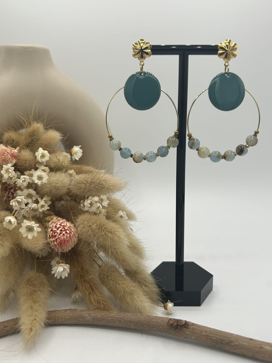 Créoles 8, boucles d'oreilles fait main La Coquette