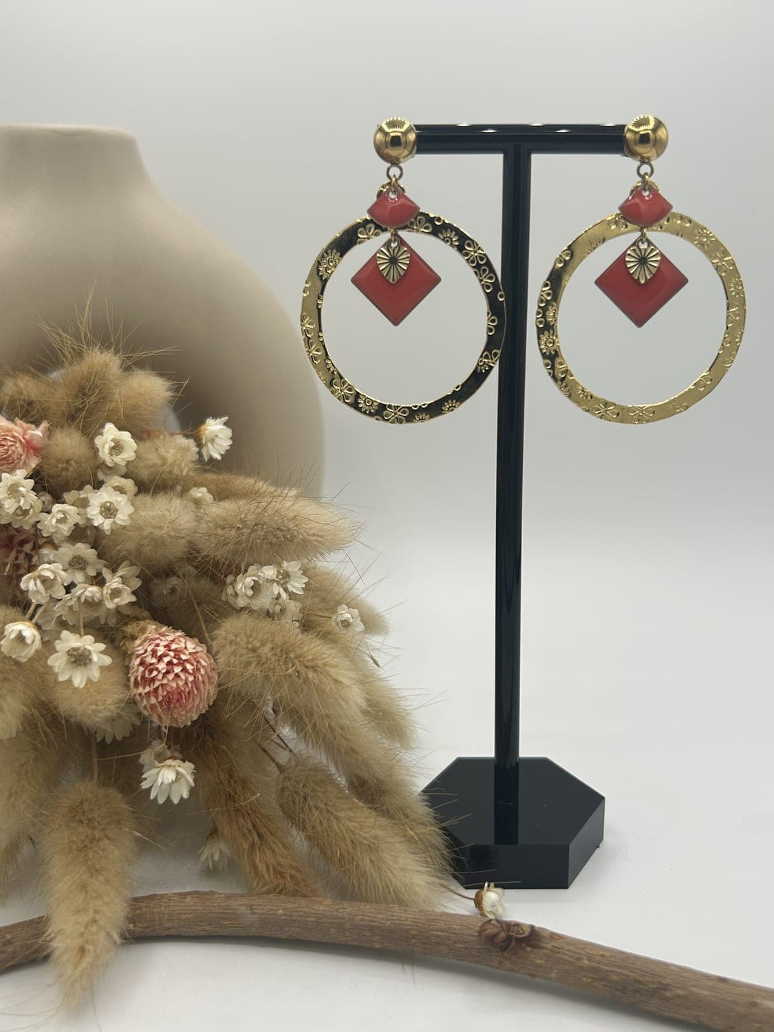 Créoles 6, boucles d'oreilles fait main La Coquette