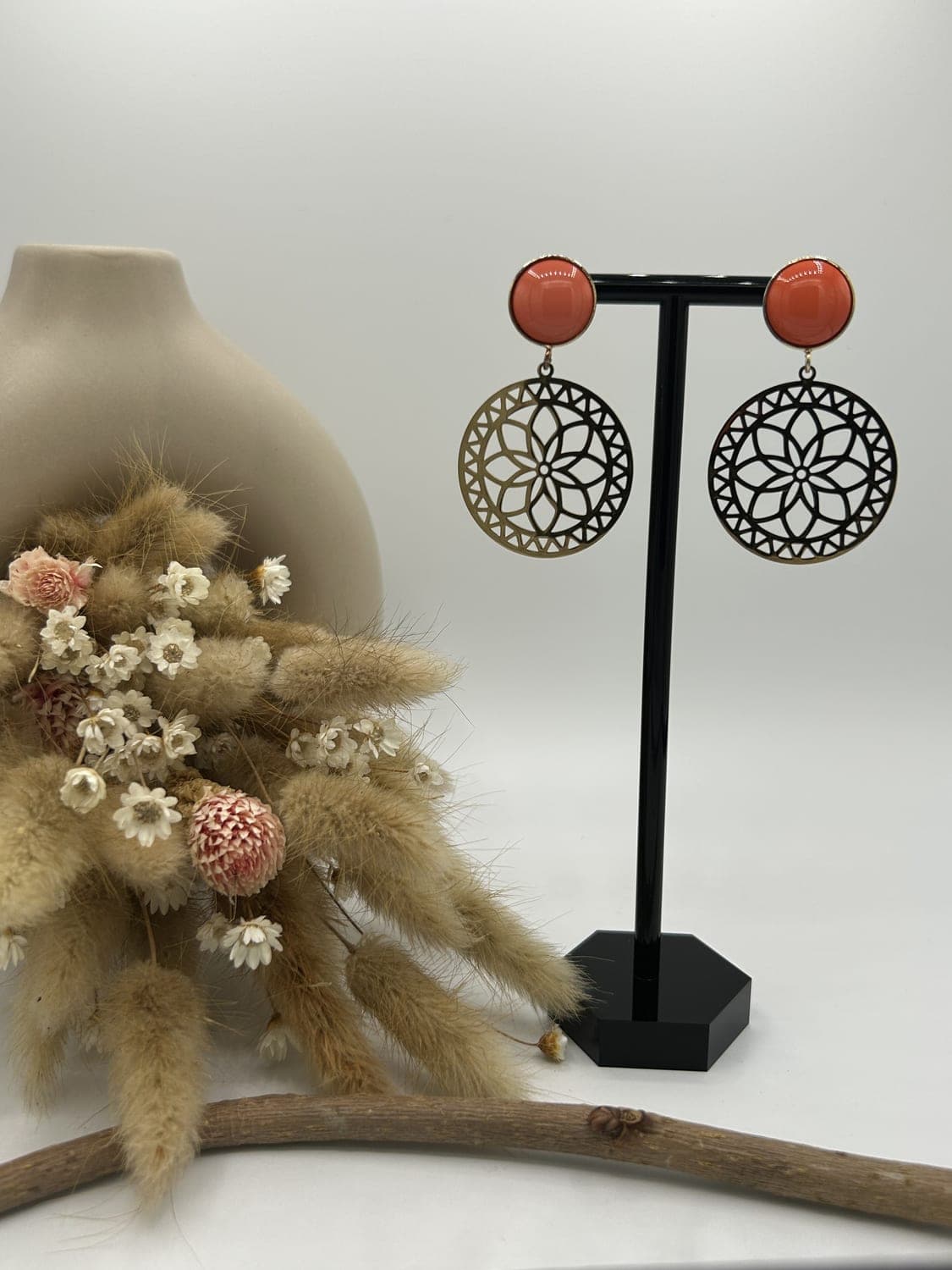 Cabochons 2, boucles d'oreilles fait main La Coquette